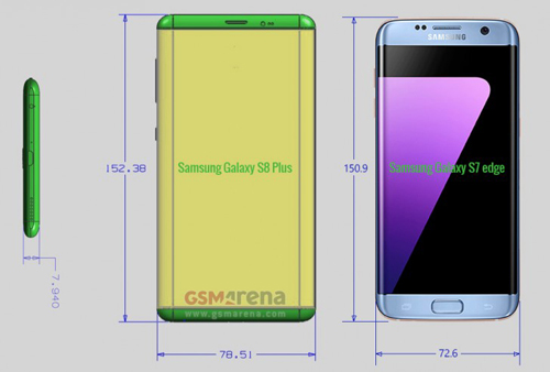 Galaxy S8 và S8 Plus mỏng hơn S7 và S7 Edge, bỏ nút Home