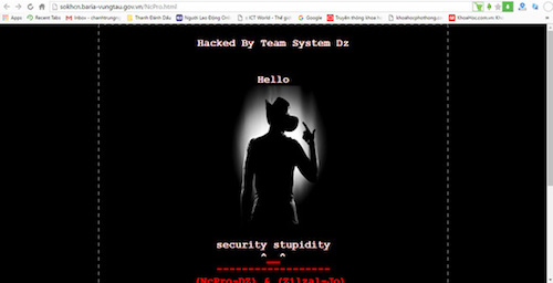 Hacker tấn công hàng loạt website tỉnh Bà Rịa - Vũng Tàu