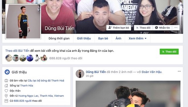 Nhiều người nổi tiếng phát cuồng với thủ môn Tiến Dũng - 1