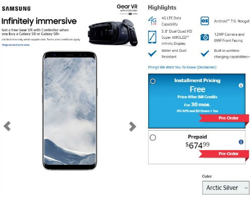 Samsung Galaxy S8 có giá 0 đồng từ hôm nay