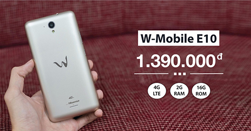 Giảm giá mạnh điện thoại W-Mobile E10 chỉ còn 1.390.000 đồng.