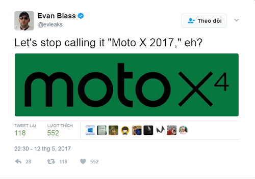 Motorola Moto X 2017 sẽ có tên gọi là Moto X4