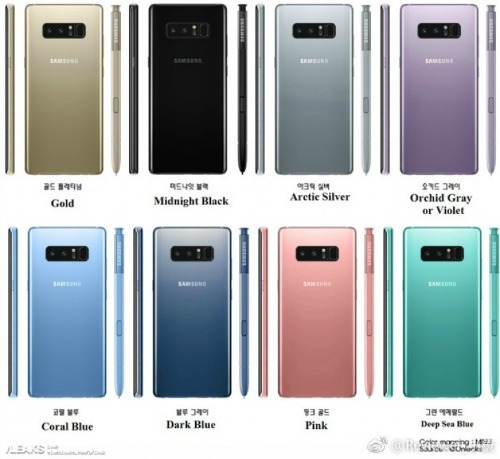Samsung Galaxy Note 8 lộ tùy chọn màu và hình nền
