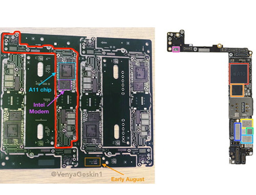 Lộ bo mạch iPhone 7s Plus: Chip xử lý A11 và modem của Intel