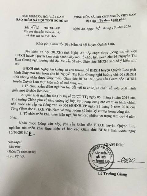 Kiểm điểm người phát hành giấy mời liên hoan “sếp” nghỉ hưu - 2