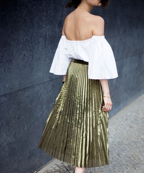 Bừng sáng tiết thu với váy xếp ly óng ánh - 7