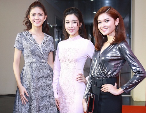 Mỹ Linh đọ váy áo gợi cảm cùng 2 nàng Á hậu quyến rũ - 6