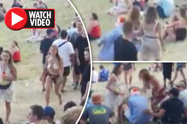 Video: Cô gái ngực trần đánh túi bụi người đàn ông trêu ghẹo - 1