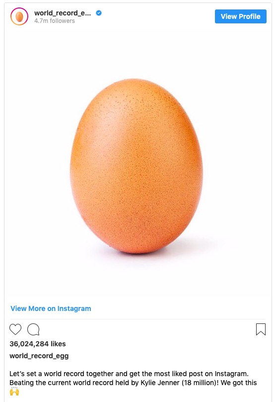 Bức ảnh quả trứng vừa trở thành bài đăng được yêu thích nhất lịch sử  Instagram