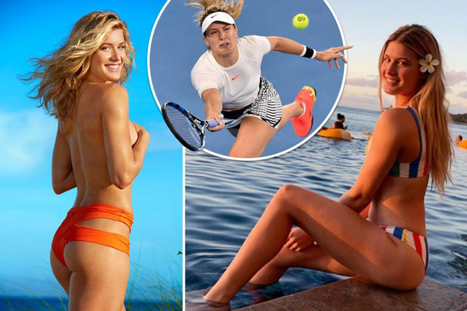 Mỹ nhân tennis Bouchard cởi áo diện bikini "lả lơi" trên biển - 1