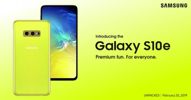 Hé lộ poster Galaxy S10e vàng, đè bẹp iPhone Xr bản gold - 1