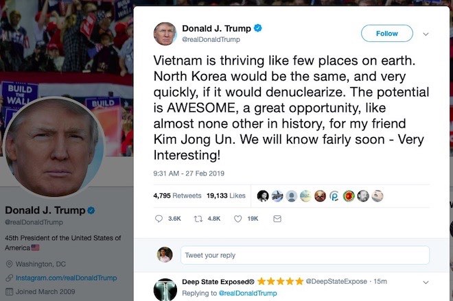 Tổng thống Donald Trump dùng Twitter gửi thông điệp mới tới "người bạn Kim Jong Un" - 1