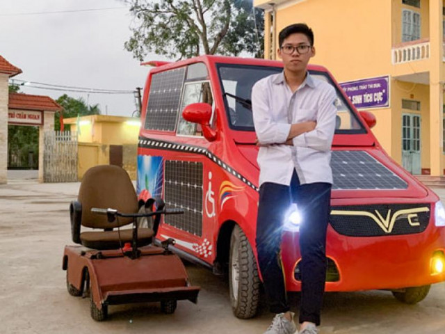 Nam sinh lớp 12 chế tạo ôtô năng lượng mặt trời cho người khuyết tật