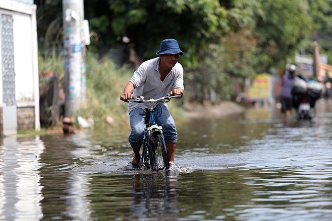 Đường ở TP Thủ Đức ngập cả ngày, dân “bơi” trong nước bẩn dù trời không mưa - 8