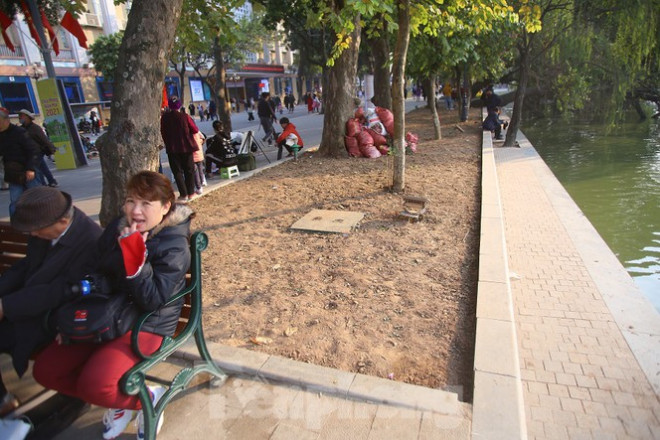 Thảm hoa hồ Hoàn Kiếm "nát bươm" sau giao thừa và Tết Dương lịch - 2