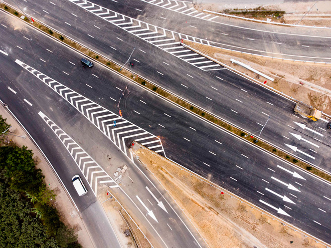 Toàn cảnh nút giao 400 tỉ vành đai 3 với cao tốc Hà Nội - Hải Phòng trước ngày thông xe - 9