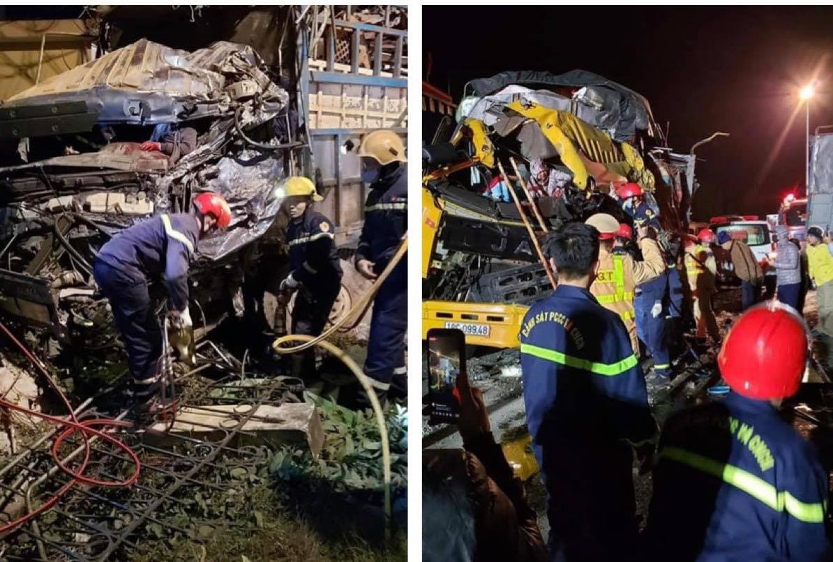 Va chạm khủng khiếp trên quốc lộ, 2 tài xế mắc kẹt trong cabin - 2