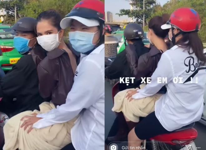 "Nữ hoàng nội y" đi xe máy kẹp 3 ngoài đường, bị chỉ trích thiếu ý thức - 1