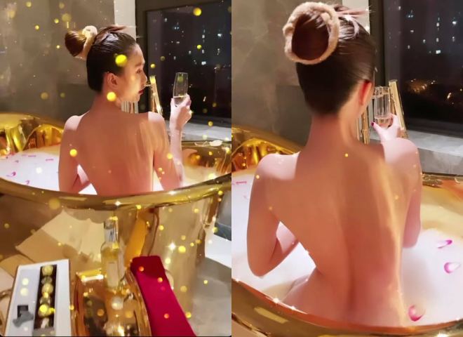 "Nữ hoàng nội y" khoe ảnh nude trong bồn tắm dát vàng khiến dân tình “nóng mắt” - 1