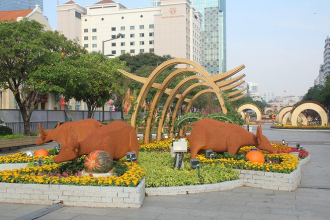 Đường hoa Nguyễn Huệ mở cửa đón khách từ sáng 10/2, yêu cầu không bỏ khẩu trang chụp hình, selfie - 2