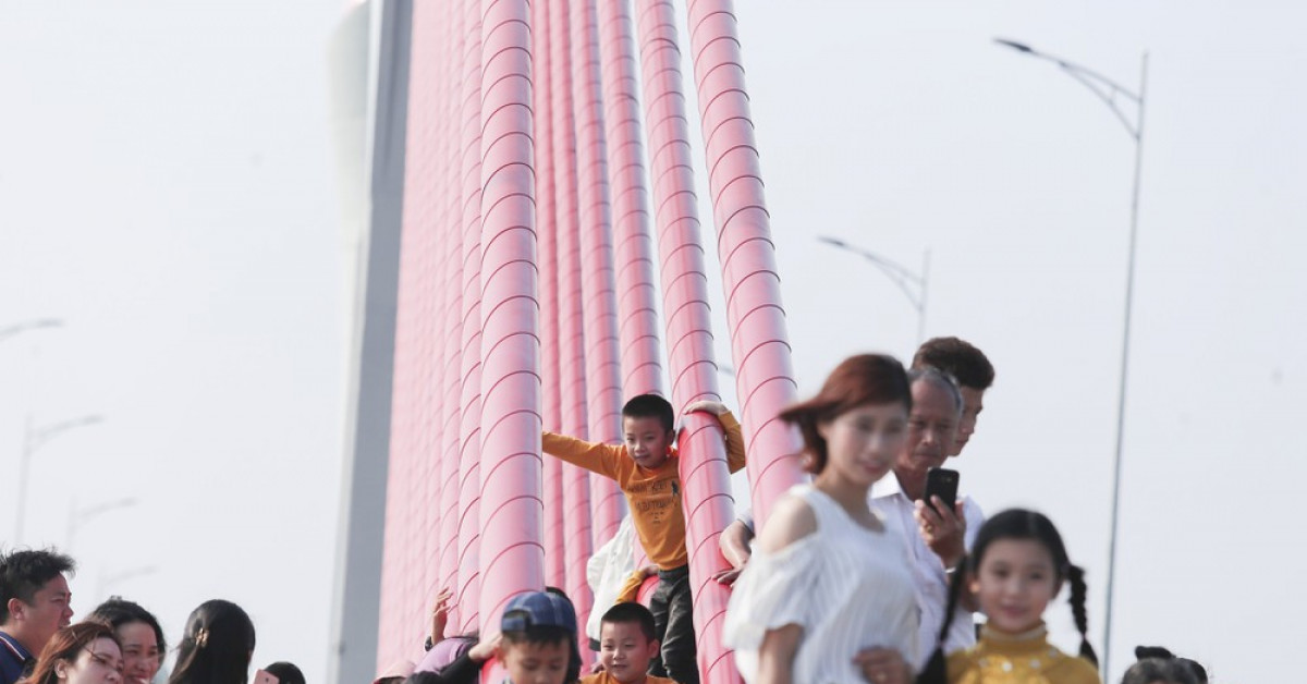 Bất chấp nguy hiểm, người dân đu dây văng trên cầu 950 tỷ đồng để chụp ảnh - 7