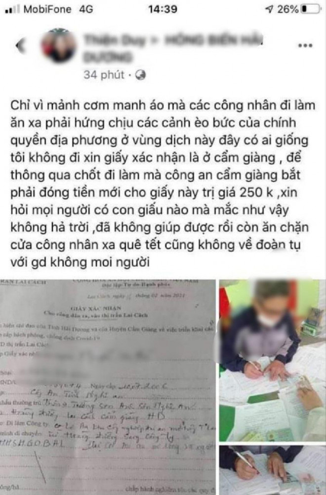 Sự thật thông tin "thu phí 250.000 đồng qua chốt kiểm dịch Covid-19 tại huyện Cẩm Giàng, Hải Dương" - 2