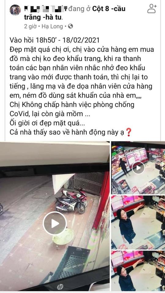 Người phụ nữ không đeo khẩu trang, ném đồ dùng sát khuẩn trong cửa hàng Vinmart+ - 2