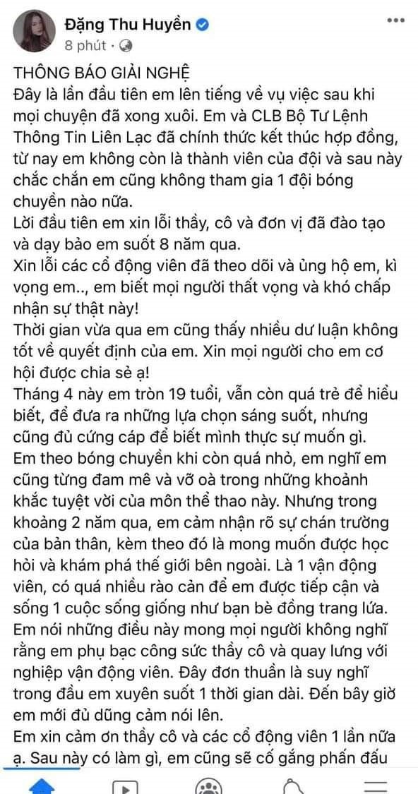 Hot girl bóng chuyền 19 tuổi Đặng Thu Huyền giải nghệ vì chán chường? - 1