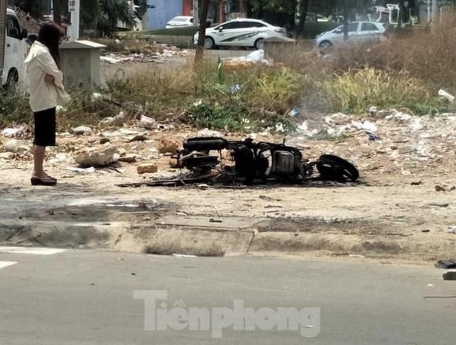 Cô gái châm lửa đốt xe SH trong công viên ở Bình Dương - 2