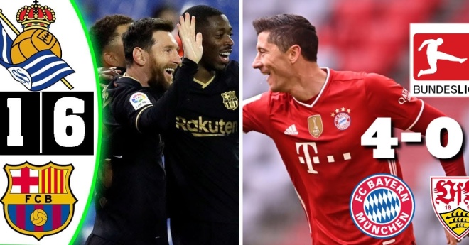 Barca, Bayern thắng &#34;hủy diệt&#34; cuối tuần qua, Ngoại hạng Anh choáng vì trận 6 bàn - 1