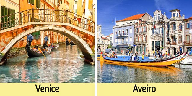 1. Aveiro, Bồ Đào Nha

Tất cả chúng ta đều biết về vẻ đẹp của Venice nhưng ít ai biết tới thành phố Aveiro. Ở đây có một thị trấn kênh đào tuyệt đẹp với những ngôi nhà lát gạch đầy màu sắc quyến rũ. Thị trấn này nằm bên bờ biển, có mạng lưới các kênh rạch chằng chịt nhưng không quá đông đúc khách du lịch.
