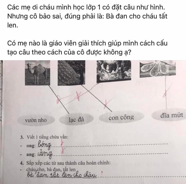 Học sinh lớp 1 làm bài sắp xếp câu tiếng Việt, đáp án của cô giáo khiến dân mạng tranh cãi - 1