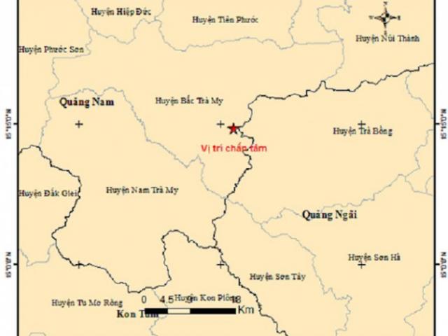 20 phút, huyện miền núi ở Quảng Nam xảy ra 2 trận động đất