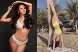Nữ tiếp viên hàng không Khánh Vi mê Yoga, mặc bikini “trồng chuối” cực đỉnh