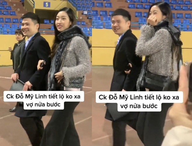 Phản ứng của Đỗ Mỹ Linh khi chồng Chủ tịch Hà Nội FC &#34;đánh dấu chủ quyền&#34; giữa chốn đông nguời - 1