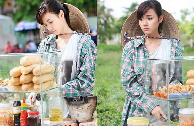 Midu vào vai Lục Bình - cô gái nghèo đi bán bánh mì trong phim “Con trai con gái” vào năm 2013.
