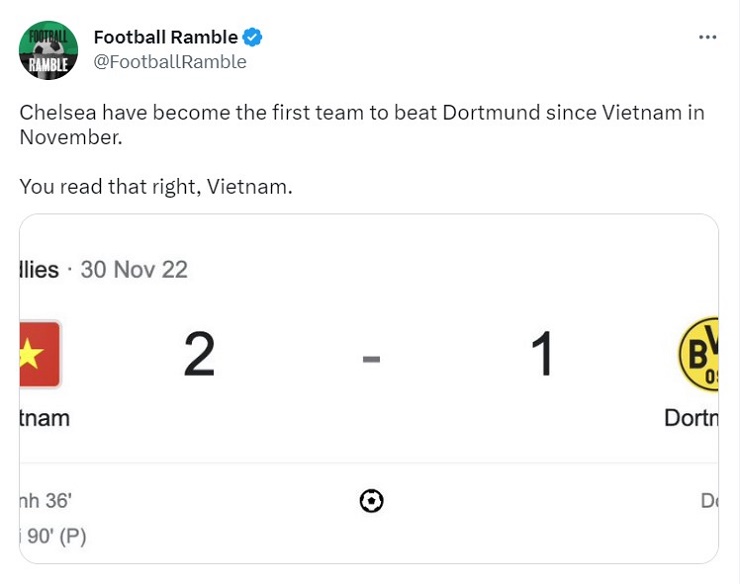 Báo Anh gọi tên ĐT Việt Nam sau trận Chelsea ngược dòng loại Dortmund ở Cúp C1 - 1