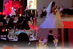 Clip: Cô dâu hối hận xách váy bỏ chạy trong đám cưới gây choáng