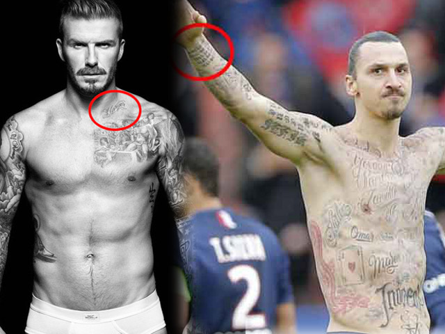 Đố biết hình xăm vị trí ”hiểm” của Beckham, Ibrahimovic có ẩn ý gì?