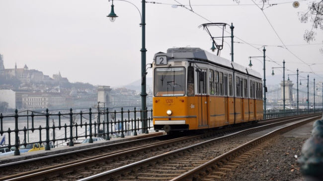 Tuyến tàu điện số 2 ở thành phố Budapest đưa du khách tham quan dọc sông Danube.