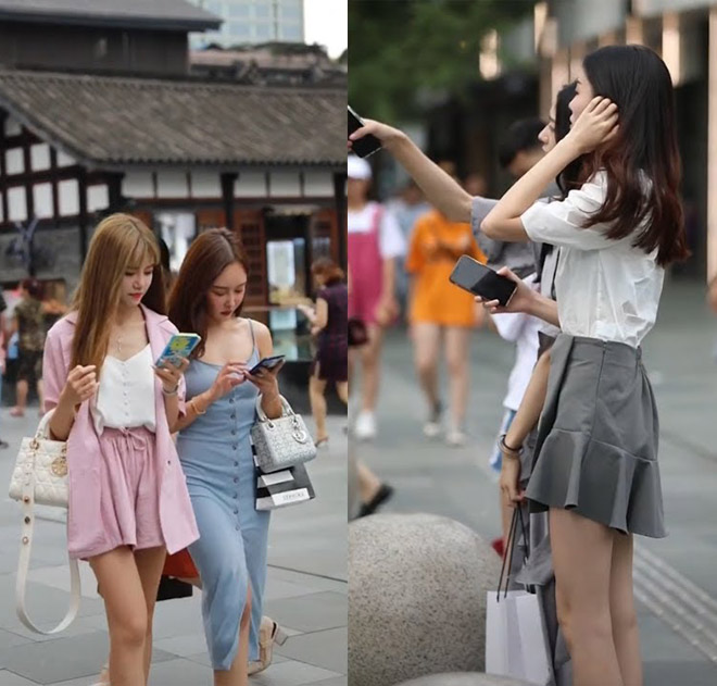 Clip: Những cô gái người mỏng như giấy, mặc đẹp gây chú ý trên phố Trung Quốc - 1
