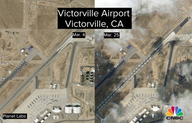 Sân bay Victorville trên sa mạc California cũng đã trở thành nơi đỗ và bảo dưỡng cho hàng chục máy bay khác.