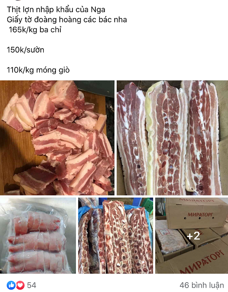 Thịt lợn nhập khẩu Nga được rao bán trên chợ mạng với giá “trên trời” - 1