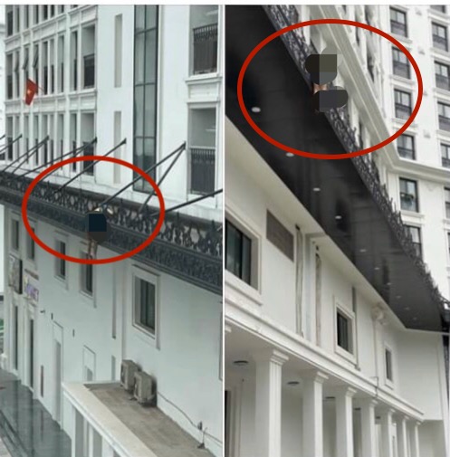 Surprised to discover the body of the man on the balcony railing - 1