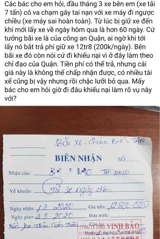 Xe bị tạm giữ điều tra tai nạn, chủ tá hỏa... phải trả gần 13 triệu tiền gửi - 2