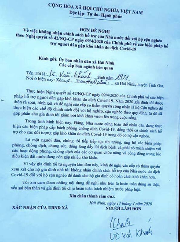 Dân "tố" bị vận động từ chối tiền hỗ trợ Covid-19, huyện nói không chỉ đạo - 2
