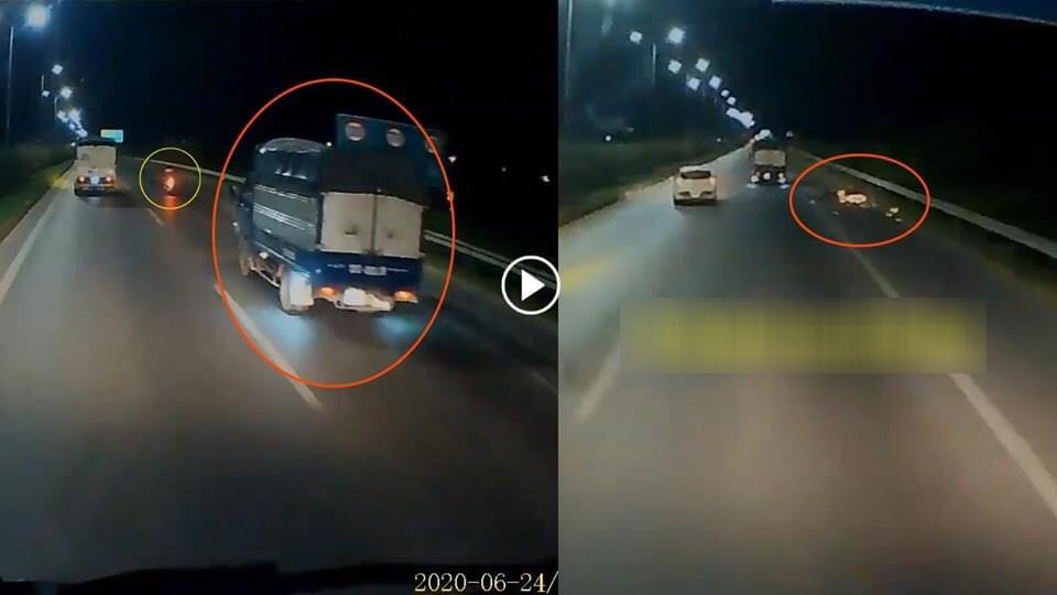 Công an Bắc Ninh lên tiếng về clip xe tải húc văng xe máy trên đường cao tốc rồi bỏ chạy - 1