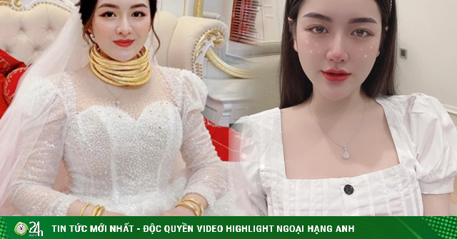 Nữ sinh Ngoại thương đeo vàng trĩu cổ, kín tay trong ngày cưới