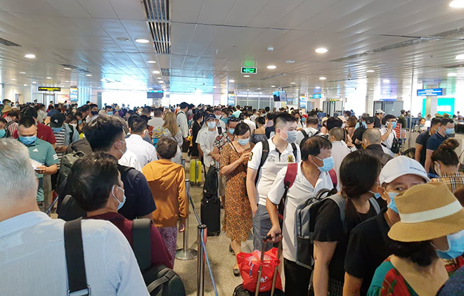 Cả nghìn người “rồng rắn” xếp hàng ở sân bay Tân Sơn Nhất - 2