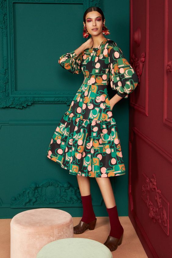 Váy in họa tiết hình học có khuy  Massimo Dutti Vietnam